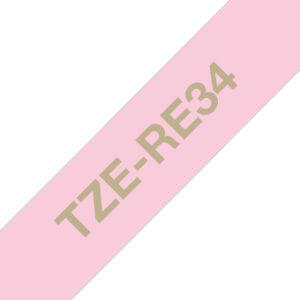 Brother TZE-RE34 label-making tape Gold on Pink Brother TZE-RE34 label-making tape Gold on Pink