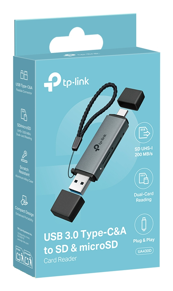 TP-Link UA430D card reader USB 3.1 Black TP-Link UA430D card reader USB 3.1 Black
