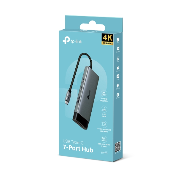 TP-Link UH7020C interface hub USB 3.2 Gen 1 (3.1 Gen 1) Type-C 5000 TP-Link UH7020C interface hub USB 3.2 Gen 1 (3.1 Gen 1) Type-C 5000
