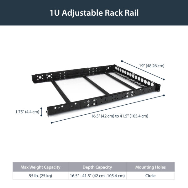 StarTech.com 1U Universal Server Rack Rails, Adjustable Depth Server StarTech.com 1U Universal Server Rack Rails, Adjustable Depth Server