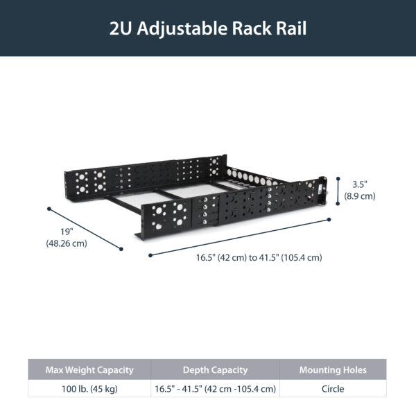 StarTech.com 2U Fixed 19" Adjustable Depth Universal Server Rack Rails StarTech.com 2U Fixed 19" Adjustable Depth Universal Server Rack Rails