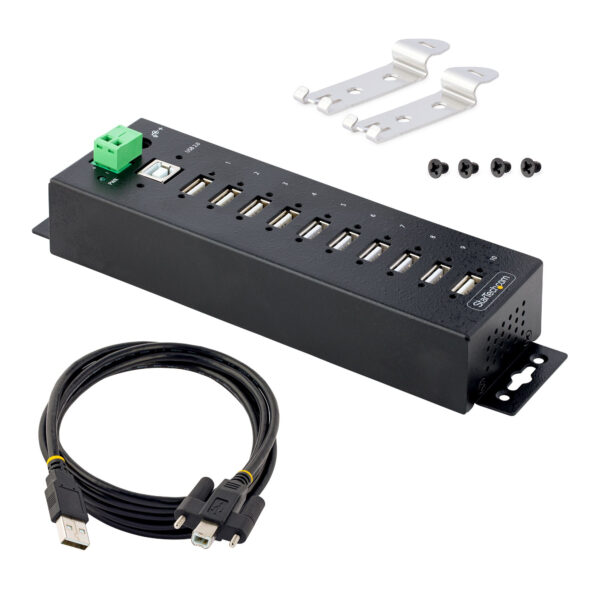 StarTech.com 10-Port Industrial USB 2.0 Hub, Rugged USB Hub w/ESD StarTech.com 10-Port Industrial USB 2.0 Hub, Rugged USB Hub w/ESD