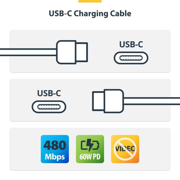 StarTech.com 1m (3.3ft) White USB-C Charging Cable, USB C Cable, USB StarTech.com 1m (3.3ft) White USB-C Charging Cable, USB C Cable, USB