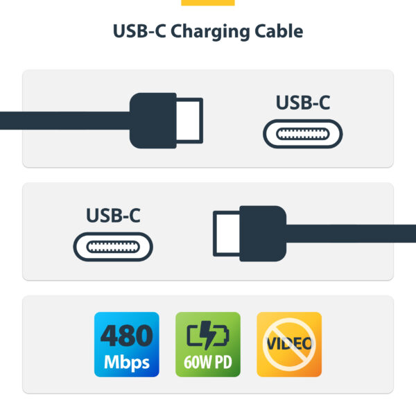 StarTech.com 3m (9.8ft) USB-C Charging Cable, USB C Cable, USB 2.0 StarTech.com 13ft (4m) USB-C Charging Cable, Charge & Sync, 60W (3A)