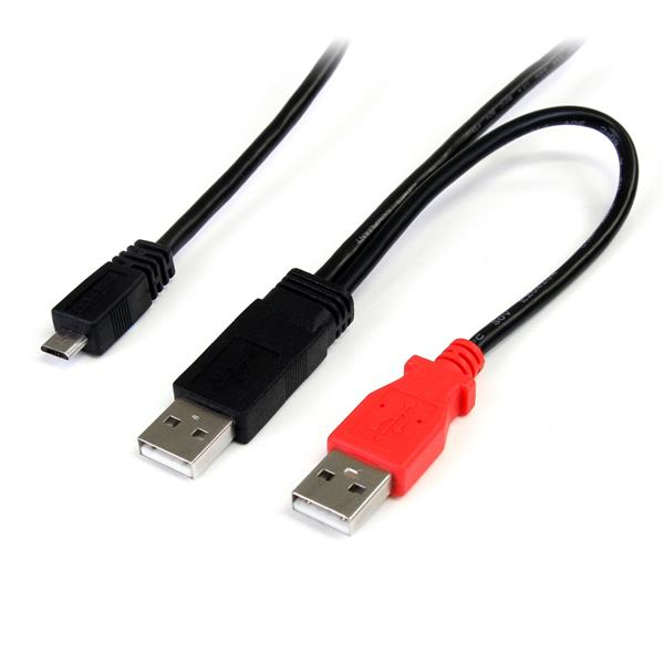 StarTech.com 1 ft USB Y Cable for External Hard Drive - Dual USB A to
