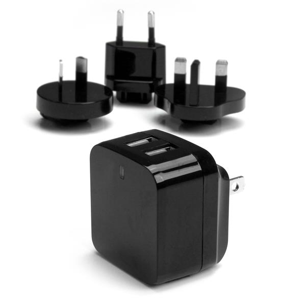 StarTech.com Dual-port USB wall charger - international travel StarTech.com Dual-port USB wall charger - international travel