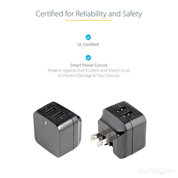 StarTech.com Dual-port USB wall charger - international travel StarTech.com Dual-port USB wall charger - international travel