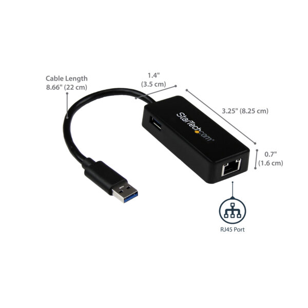 StarTech.com USB 3.0 to Gigabit Ethernet Adapter NIC w/ USB Port StarTech.com USB 3.0 to Gigabit Ethernet Adapter NIC w/ USB Port