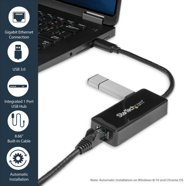 StarTech.com USB 3.0 to Gigabit Ethernet Adapter NIC w/ USB Port StarTech.com USB 3.0 to Gigabit Ethernet Adapter NIC w/ USB Port