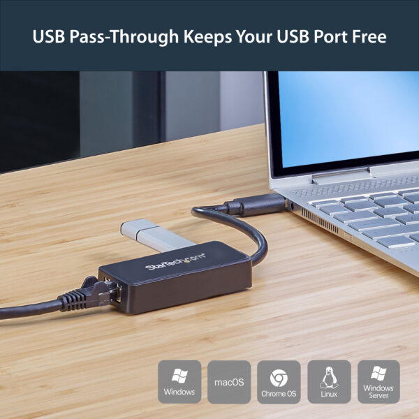 StarTech.com USB 3.0 to Gigabit Ethernet Adapter NIC w/ USB Port StarTech.com USB 3.0 to Gigabit Ethernet Adapter NIC w/ USB Port