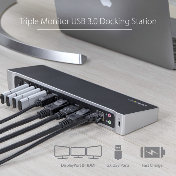 StarTech.com Triple-Monitor USB 3.0 Docking Station - 1x HDMI - 2x