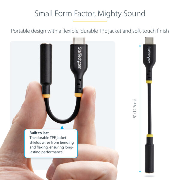 StarTech.com 5in (12.7cm) USB-C to 3.5mm TRRS Headphone/Headset Jack