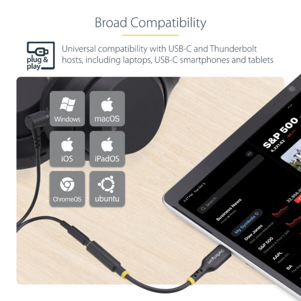 StarTech.com 5in (12.7cm) USB-C to 3.5mm TRRS Headphone/Headset Jack