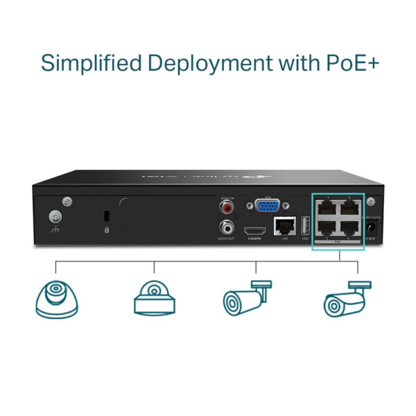 TP-Link VIGI 4 Channel PoE+ Network Video Recorder TP-Link VIGI 4 Channel PoE+ Network Video Recorder