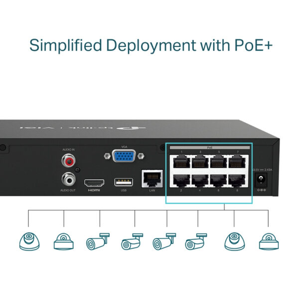 TP-Link VIGI 8 Channel PoE+ Network Video Recorder TP-Link VIGI 8 Channel PoE+ Network Video Recorder