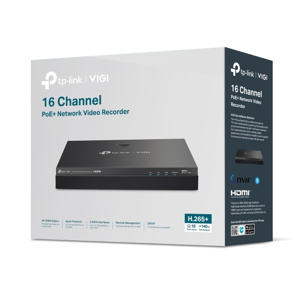 TP-Link VIGI NVR2016H-16MP network video recorder Black