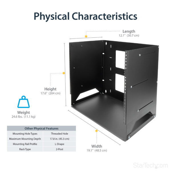 StarTech.com Wall-Mount Server Rack with Built-in Shelf - Solid Steel StarTech.com Wall-Mount Server Rack with Built-in Shelf - Solid Steel