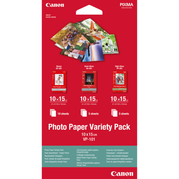 Canon VP-101 Photo Paper Variety Pack 4x6” - 20 Sheets Canon VP-101 Photo Paper Variety Pack 4x6” - 20 Sheets