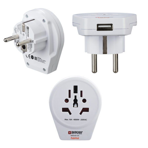 101280322_9288234796.jpg Hama World to Europe USB power plug adapter Universal White