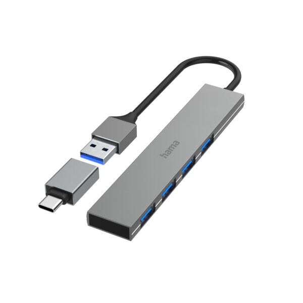 102152220_2285805340.jpg Hama 00200141 interface hub USB 3.2 Gen 1 (3.1 Gen 1) Type-A 5000 Mbit/s Grey