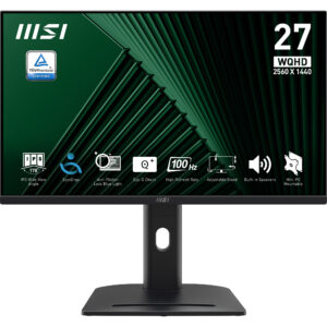 MSI Pro MP275QPG 27 Inch Monitor, QHD (2560 x 1440), 100Hz, IPS, 1ms, 2x HDMI 2.0b, 1x DP 1.2a output, Built-in Speakers, Anti-Glare, Anti-Flicker, Less Blue light, TÜV Certified, VESA, Kensington,...