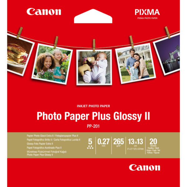 Canon PP-201 Glossy II Photo Paper Plus 5x5" - 20 Sheets Canon PP-201 Glossy II Photo Paper Plus 5x5" - 20 Sheets