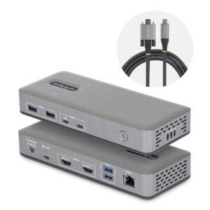 StarTech.com Dual-Monitor USB-C Docking Station, HDMI, 4K 60Hz, 100W Laptop Charging, 1GbE, Driverless, Multi-Monitor Dock For Windows