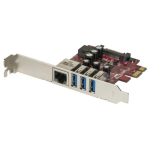 Lindy USB 3.1 Gen1 and Gigabit LAN Card 4 Port, PCIe