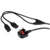 StarTech.com 6ft (2m) UK Computer Power Cable Y Splitter, 18AWG, BS 1363 to 2x C13, 10A 250V, Black Replacement AC Power Cord, Kettle Lead / Dual UK Power Cord, PC Power Supply Cable, TV/Monitor Po...