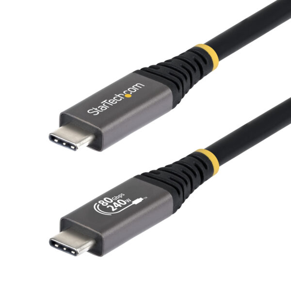 StarTech.com 1m (3ft) USB4 Cable, 80Gbps, USB-IF Certified USB-C Cable, 240W PD, 8K 120Hz/4K 240Hz DP2.1 DP80, TPE Jacket, Thunderbolt 4 Compatible - Black USB-C Cord