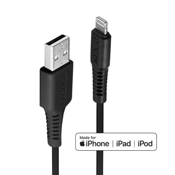 Lindy 2m USB Type A to Lightning Cable, Black