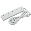 Lindy 2m 4-Way Individually Switched UK Mains Power Strips, White