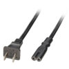 Lindy 2m US 2 Pin Polarised Plug to IEC C7 Mains Power Cable, Black