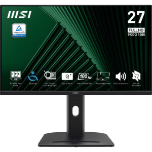 MSI PRO MP275PG 27 Inch Monitor, FHD (1920 x 1080), 100Hz, IPS, 1ms, 1x HDMI 1.4b, 1x DP 1.2a output, 1x D-Sub(VGA), Built-in Speakers, Anti-Glare, Anti-Flicker, Less Blue light, TÜV Certified, VES...