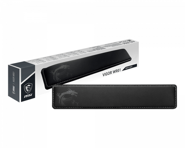MSI VIGOR WR01 Keyboard Wrist Rest 'Black with Iconic Dragon design, Cool Gel-infused memory foam, Non-slip rubber base, Incline shape, Keyboard add on accessory for VIGOR Series Keyboard, Compatib...