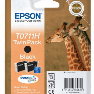 Epson Giraffe Twinpack Black T0711H DURABrite Ultra Ink Epson Giraffe Twinpack Black T0711H DURABrite Ultra Ink