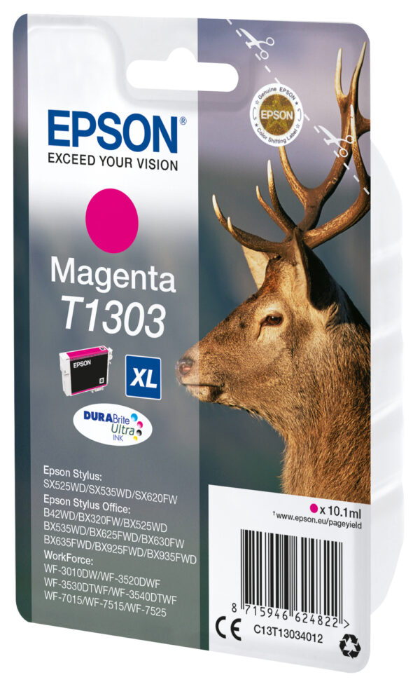 Epson Stag Singlepack Magenta T1303 DURABrite Ultra Ink Epson Stag Singlepack Magenta T1303 DURABrite Ultra Ink
