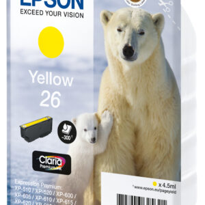 Epson Polar bear Singlepack Yellow 26 Claria Premium Ink
