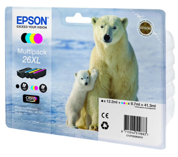 Epson Polar bear Multipack 4-colours 26XL Claria Premium Ink Epson Polar bear Multipack 4-colours 26XL Claria Premium Ink