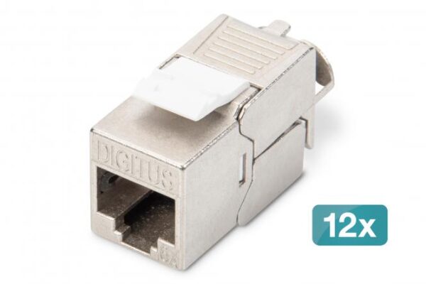 DIGITUS by ASSMANN Shop | CAT 6A Keystone Modul, geschirmt, werkzeugfreier Montageanschluss - 12 Stk.