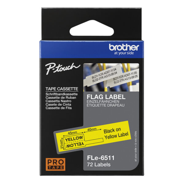 Brother FLE-6511 label-making tape Black on yellow Brother FLE-6511 label-making tape Black on yellow