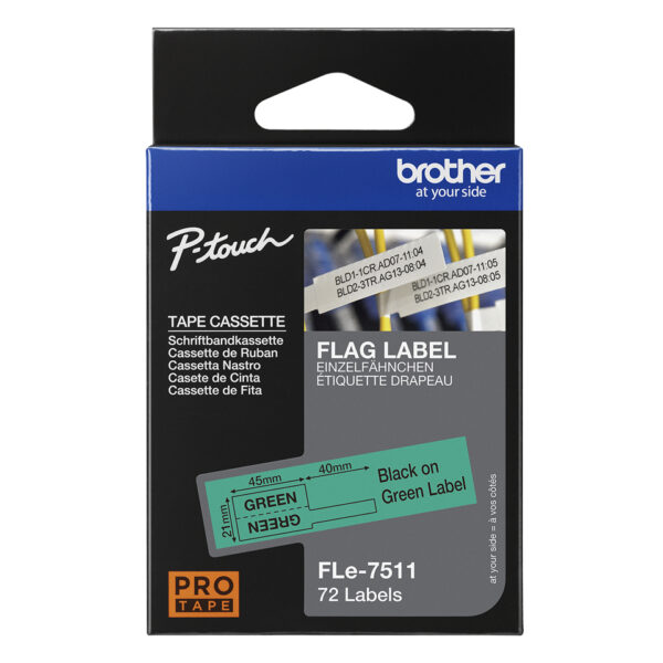 Brother FLE-7511 label-making tape Black on green Brother FLE-7511 label-making tape Black on green