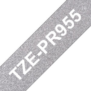 Brother TZE-PR955 label-making tape White on silver Brother TZE-PR955 label-making tape White on silver
