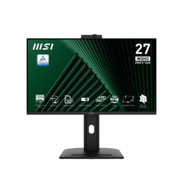 MSI Pro MP275QPDG 27 Inch Monitor, QHD (2560 x 1440), 100Hz, IPS, 1ms, 2x HDMI 2.0b, 1x DP 1.2a input, 1x DP 1.2a output, 1x Type-C (DP alt.) w/ 98W PD, 1x LAN, 4xUSB 5Gbps Type-A, 1x USB 5Gbps Typ...