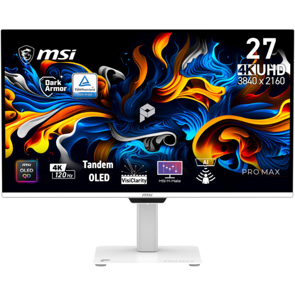 MSI Pro MAX 271UPXW12G computer monitor 67.3 cm (26.5") 3840 x 2160 pixels UltraWide Full HD QD-OLED White