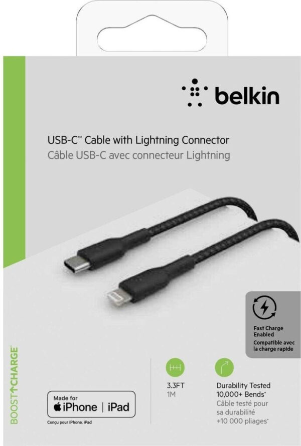 CAA004BT1MBK Belkin BoostCharge Pro braided USB-C to Lightning cable 1m black