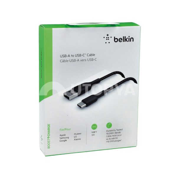 CAB002BT3MBK Belkin BoostCharge Braided USB-C to USB-A Cable 3m Black