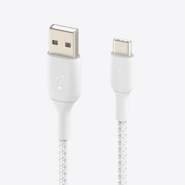 CAB002BT3MWH Belkin BoostCharge Braided USB-C to USB-A Cable 3m White
