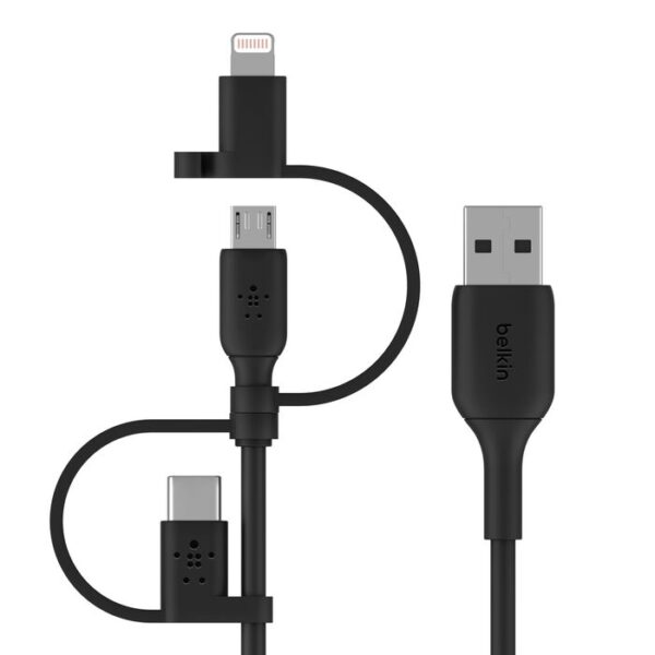 LIGHTNG/MICROUSB/USBC TO USBA 1M BLK