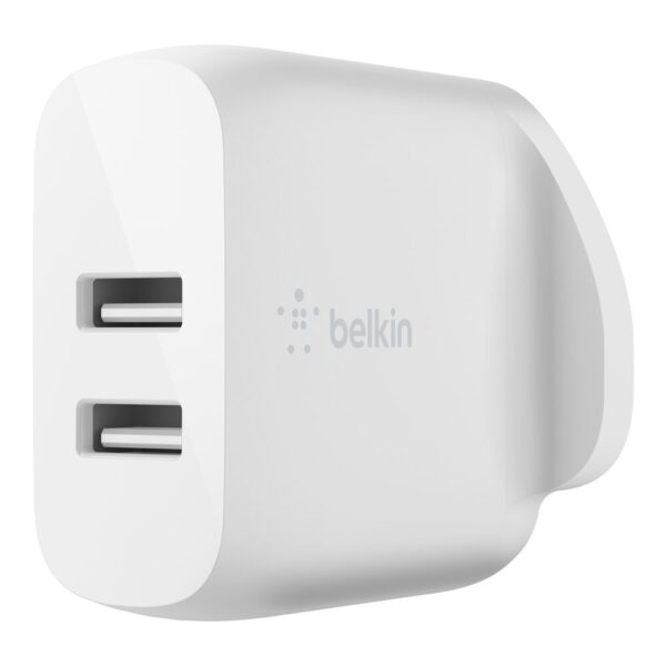 DUAL USB-A WALL CHARGER 12W WHT